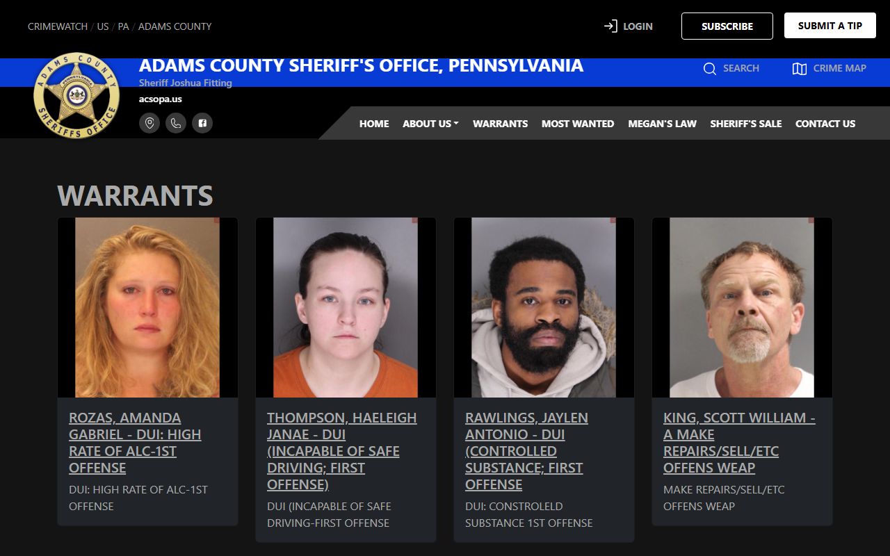 Adams County jail mugshots sheriff warrant photo records